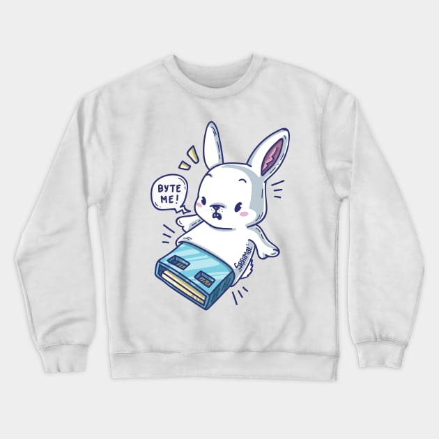 Cute rabbit flashdive saying "Byte me" Crewneck Sweatshirt by SPIRIMAL